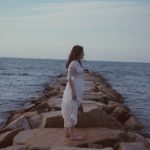 woman on rocks