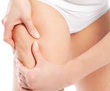 Woman showing fat in thigh 